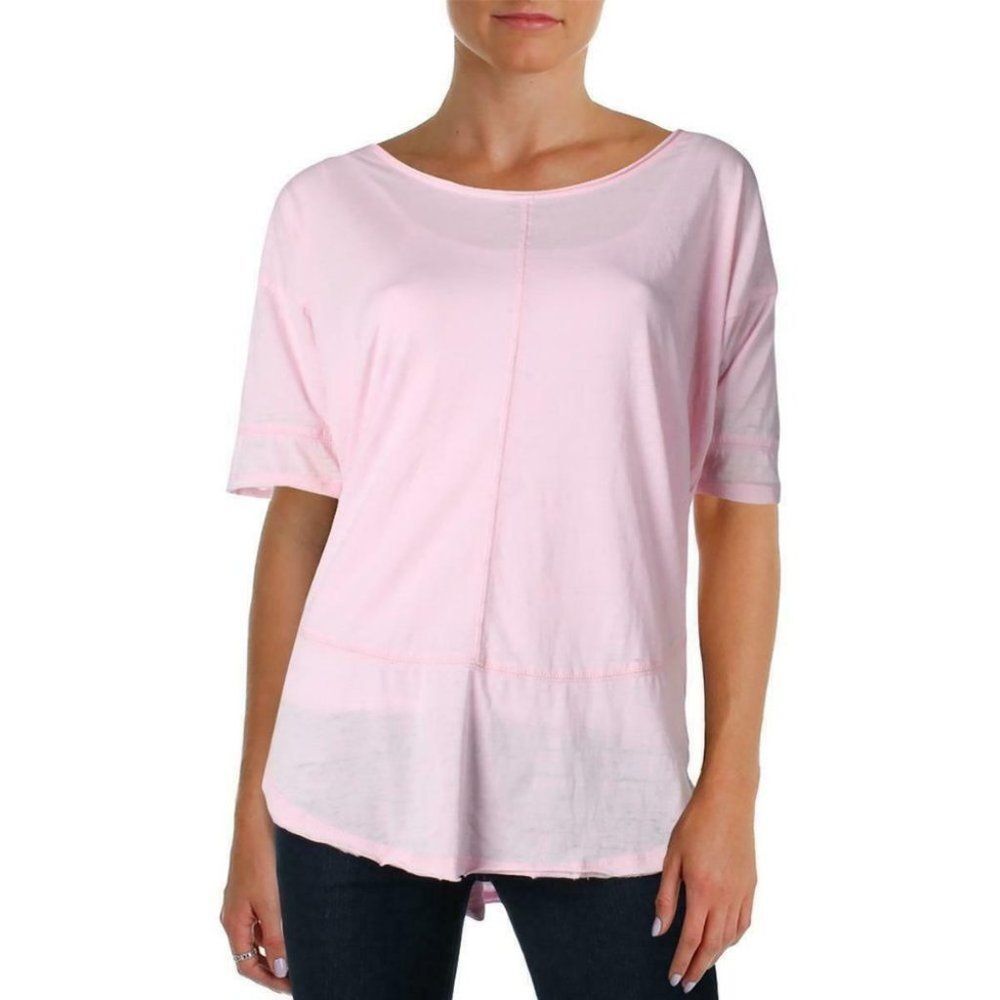 JAG LIGHT PINK HEATERED CASUAL OVERSIZED COTTON TEE TOP BLOUSE SIZE: S NWT